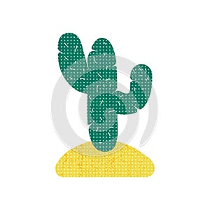 Green stylized cactus on white background