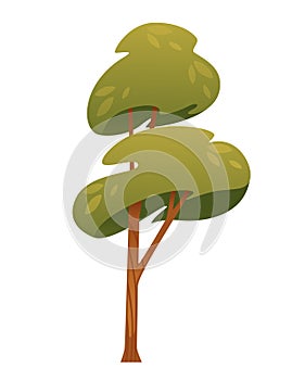 Green stylized tree vector illustration isolated on white background