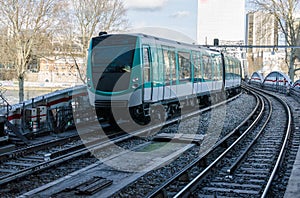 Green subway in Paris