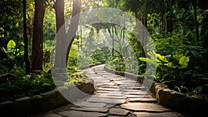 Green success path in forest