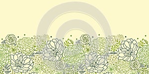 Green succulent plants horizontal seamless pattern