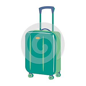 Green suitcase Flat vector icon on whote background