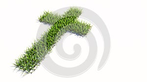 Green summer lawn grass isolated on white background, sign of religious christian cross