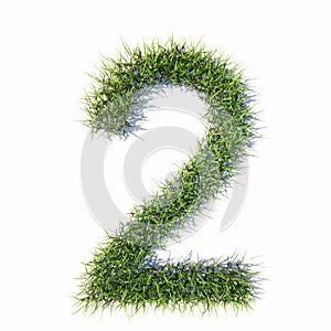 Green summer lawn grass symbol isolated  white background, the font 2. 3d illustration metaphor for nature