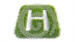 Green summer lawn grass symbol isolated white background, hospital sign. 3d illustration metaphor for health