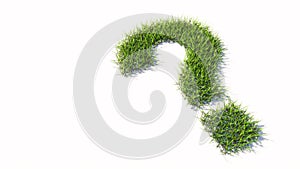 Green summer lawn grass symbol isolated white background, question mark
