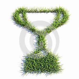 Green summer lawn grass symbol isolated white background, sign of a cup