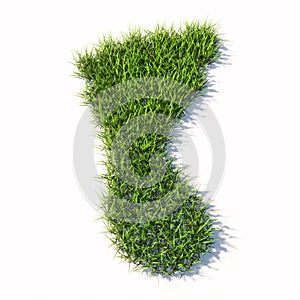 Green summer lawn grass symbol shape isolated white background, sign of a barefoot