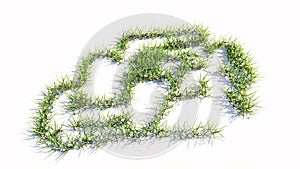 Green summer lawn grass symbol shape isolated on white background, sign of a formula one car.