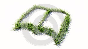 Green summer lawn grass symbol shape isolated white background, sign of open book