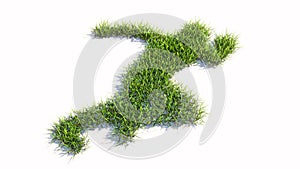 Green summer lawn grass symbol shape isolated on white background, sign of a runner