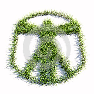 Green summer lawn grass symbol shape isolated on white background, sign of vitruvius man