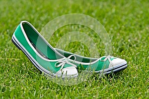 Green summer shoes