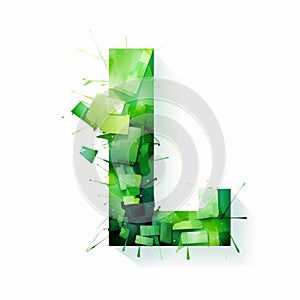 Green Suprematism Letter L Clipart With Cubist Deconstruction