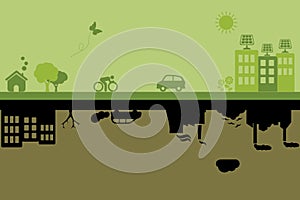 Green sustainable and polluted cities