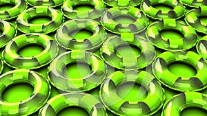 Green swim rings on green background