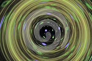 A green swirling pattern of crooked waves and shapes on a black background.