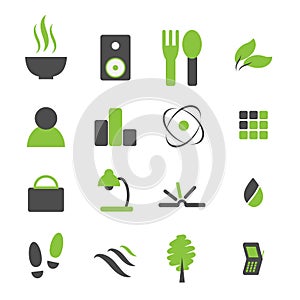 Verde conjunto compuesto por iconos muestra 
