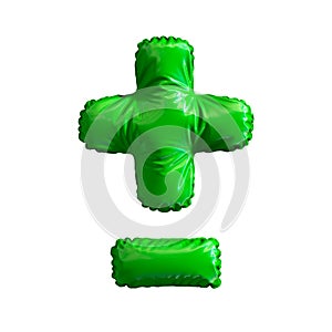 Green symbol made of inflatable balloon isolated on white background.