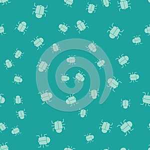 Green System bug concept icon isolated seamless pattern on green background. Code bug concept. Bug in the system. Bug