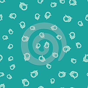 Green System bug concept icon isolated seamless pattern on green background. Code bug concept. Bug in the system. Bug