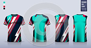 Green T-shirt sport, Soccer jersey, football kit, basketball uniform, tank top, and running singlet mockup.