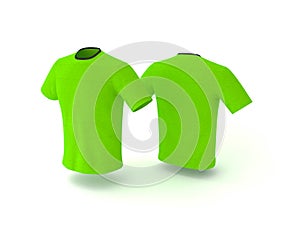 Green T-shirt template, isolated on background. Men`s realistic T-shirt mockup 3d render