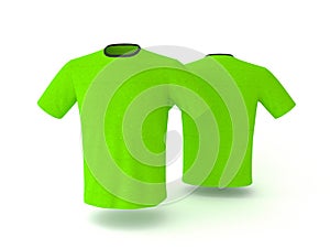 Green T-shirt template, isolated on background. Men`s realistic T-shirt mockup 3d render