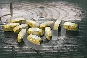 Green tablets. dietary supplements