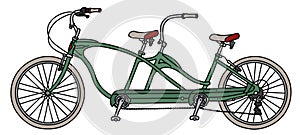 The green tandem bicycle