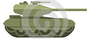 Green tank. Tracked armored vehicle color icon