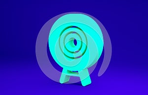 Green Target sport icon isolated on blue background. Clean target with numbers for shooting range or shooting