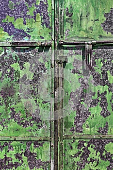 Green Tarnished Metal Door