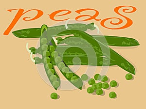 green tasty peas on the table