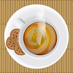 green tea with biscuit. Vector illustration decorative design