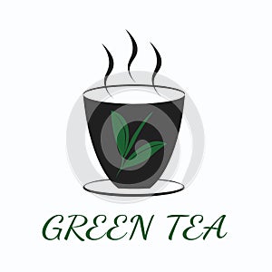 Green tea concept by use three colors and background white