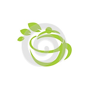 green tea cup abstract logo icon