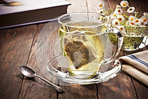 Green Tea Cup Bag Herbal Chamomile