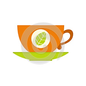 Green tea cup flat icon