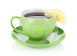 Green tea cup with lemon slice