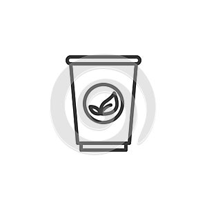 Green tea cup line icon