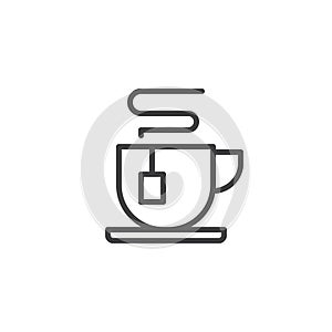 Green tea cup outline icon