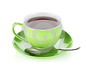 Green tea cup with spoon