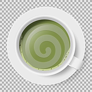 green tea cup on transparent background
