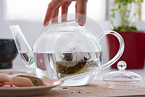 Green tea with ginseng and sage set photo