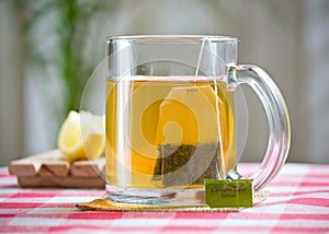 Green tea healthy drink and lemon