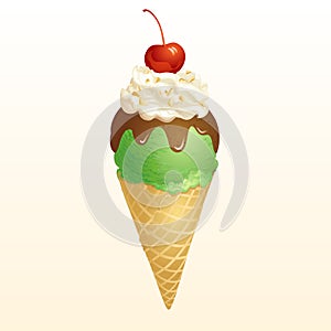 Green tea ice cream cone