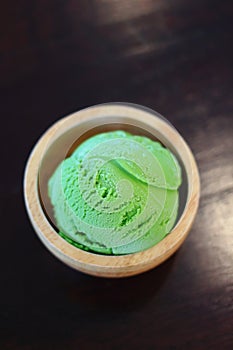 Green tea ice cream or matcha ice