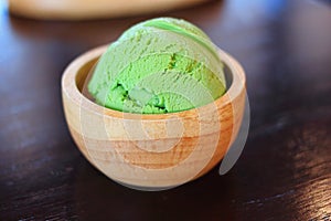 Green tea ice cream or matcha ice