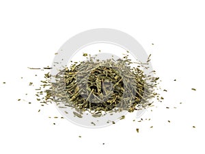 Green tea with leaf isolated on white background